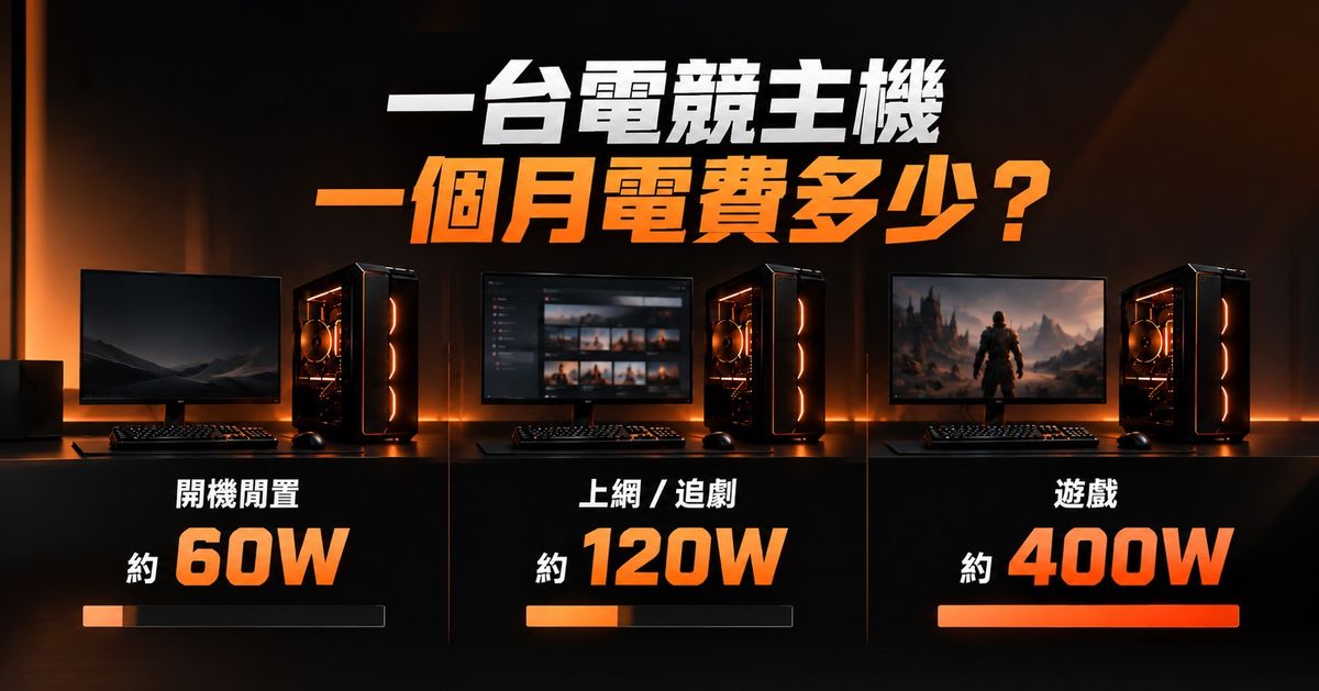 電競主機一個月電費多少？實測功耗計算、台電級距與省電指南